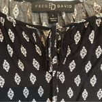 Fred David Womens 3/4 sleeve Black/white blouse with front tie strings Large Photo 3