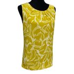 Ann Taylor Mustard Yellow Sleeveless Blouse Small NWT Floral Leaf Print Summer Photo 1