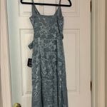 Lulu's Dusty Blue Floral Wrap Maxi Dress Green Size XS Photo 2