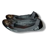 Tory Burch Caroline Black Patent Leather Ballet Flats Size 7 M Shoes Gold Logo Photo 2