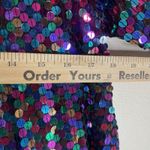 Blacktie Oleg Cassini Dress Womens 14 Sequin Long Sleeve Cocktail Multicolor 90s Size M Photo 9