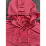 Under Armour Hoodie Women Medium Loose Fit Pink Fleece Logo Pullover Photo 5