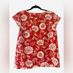 Alex Marie  Woven Short Sleeve Blouse Red Tiger Lily NWT Size Medium Photo 1