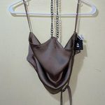 Womens New G Edition Cami Satin Chain Halter Top Goat Tan Size XS Photo 0