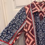 Chico's  Women's Size‎ Large US 12 Vanity 2 Coral Navy Paisley Print Shirt Dress Photo 2