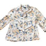 Modcloth Tie Neck Floral Blouse Women's XL Button Front 3/4 Sleeves Business Photo 0