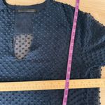 Jenni Kayne Small Silk Tunic Blouse Long Sleeve V Neck Sheer Textured Navy Photo 6