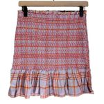Urban Outfitters NWT Linen Rosemary Plaid Smocked Mini Skirt Pink Purple Small Photo 4
