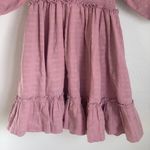 Free People  Summer Picnic Smocked Balloon Sleeve Mini Dress in Purple Pink Photo 3