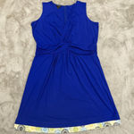 Talbots Women's Petite Dress 1X Blue Sleeveless Floral Hem Trim Casual & Office Photo 0