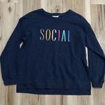 Wildfox  Navy Blue Social Crewneck Sweatshirt Women’s Medium Photo 1
