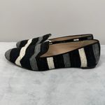 J. Crew Womens Black Gray Cream Textile Striped Italy Darby‎ Currant Flats Sz 8 Photo 3