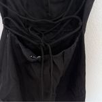 ZARA Puff Sleeve Black Mini Dress Open Back Lace Up Crossback Straps Small NEW Photo 9