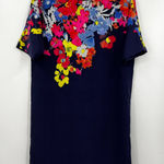 Loft Ann Taylor  Navy Blue Floral Print Short Sleeve Shift‎ Dress Size Small Photo 0