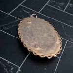 Vintage Pendant Very Large Statement Green & Antique Gold Tone Oval Photo 6