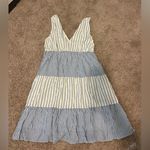 Loft White and Blue Striped Skirt Photo 0