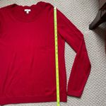 Talbots  Bright Cherry Holiday Fall Red Scalloped Crewneck Knit Sweater S Photo 3