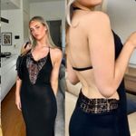 Aya Muse Alpin Beaded Open Back Halter Dress Black Size XL NWT Photo 4