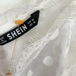 SheIn White Lace Camisole with White Polka Dots - Size: Medium Photo 4