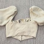 LPA Revolve  cream, textured puff sleeve milk made corset style top Photo 5