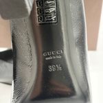 Gucci  Sachalin GG Buckle Patent Black Leather Peep Toe Heels Sz 39.5 Luxury Photo 6