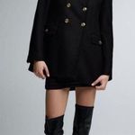 ZARA NWT  BUTTON WOOL BLEND COAT BLACK 75% Manteco Italian Wool Photo 0