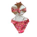 LASCANA For VENUS‎ One Piece Pink Orange Open Back Retro Floral Halter Size 12 Photo 3