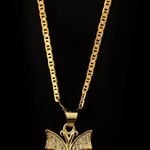 Boutique Gold Plated butterfly mariner Chain Link necklace with crystal pavé embellishments Photo 6