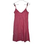 J.Crew  Women Dress Petite V Neck A-Line Midi‎ Sleeveless Striped Pink White P6 Photo 5
