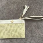 Bumble Bee clutch with wrist band. Color cream. Faux reptile design. Zip top Photo 0