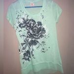 Faded Glory  Green Black Graphic Short Sleeve top Y2K 2000s Photo 1