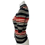 Nicholas Multicolor Wool Striped Rib Knit Mock Neck Short Sleeve Sweater Top M Size M Photo 1