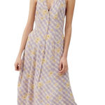 Urban Outfitters NWOT  Willow‎ Midi Dress Purple Cream Plaid Floral Halter Medium Photo 0