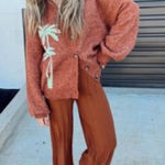 ASCOT + HART Josie Rib Knit Wide Leg Crop Sweater Pant Size M Orange Size M Photo 0