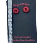 New earrings fall crochet button stud retro style earrings metal backing fall Red Photo 2