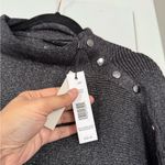 Tahari  Metallic Grey Button Detail Viscose Blend Sweater MSRP$88 NWT Photo 3