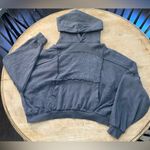 Aerie  Women’s Sz L Dk Gray Sherpa Patchwork Oversized Hoodie Photo 5