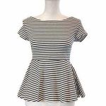 ZARA 💲 KNIT Black White Stripe Peplum Top Blouse S Photo 0
