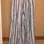 Hollister Ultra High Rise Paperbag Wide Leg Striped Cropped Pants Blue White M Photo 2