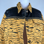 English Rose  Yellow & Black Animal Print Faux Leather Jean Jacket Size S/M Photo 1