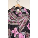 Vintage 70s Women’s Shirt Paisley Gogo Mod Disco Hippie Button Sheer Size Med Pink Photo 1