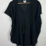 Old Navy Tunic S Black Cotton Eyelet Embroidered Tassel Boho Beach Cover Up Photo 0