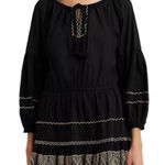 Ralph Lauren Polo‎  Embroidered Peasant Midi Dress Black Size 8 Cotton Voile Photo 0