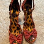 Iron fist LOCO KOKO PLATFORM HEELS Long Gone Orange Print w/ Charm on Strap sz 9 Photo 1