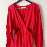 Free People Beach Red Stasia Mini Dress Size Medium Cut Out Sides Stretch Photo 2