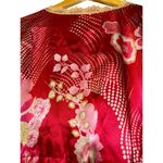 Vintage Halo Kimono Cardigan Satin Floral Red Medium Lace Trim Y2K Made in USA Photo 6