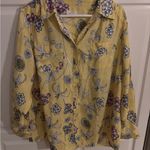 Charter Club ‎ Womens 100% LINEN Plus Size 2X Luxury Yellow Floral Shirt Top Cute Photo 0