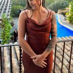 Revelry Nadia Satin Bridesmaid Dress Orange Size 2P Photo 4