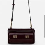 ZARA BELTED & MESSENGER BAG FANNY PACK BURGUNDY & GOLD Photo 2