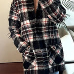 Aritzia  Wilfred Free Off Duty plaid wool blend jacket coat size M black red Photo 0